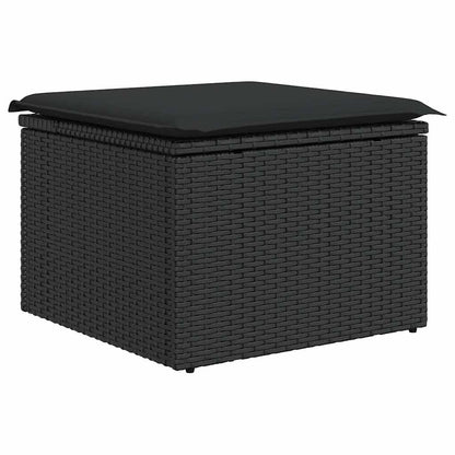 8-tlg. Garten-Sofagarnitur mit Kissen Schwarz Poly Rattan