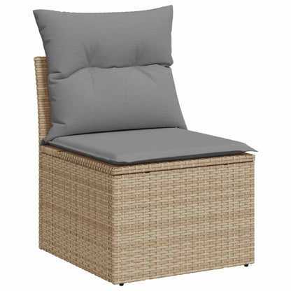 8-tlg. Garten-Sofagarnitur mit Kissen Beige Poly Rattan