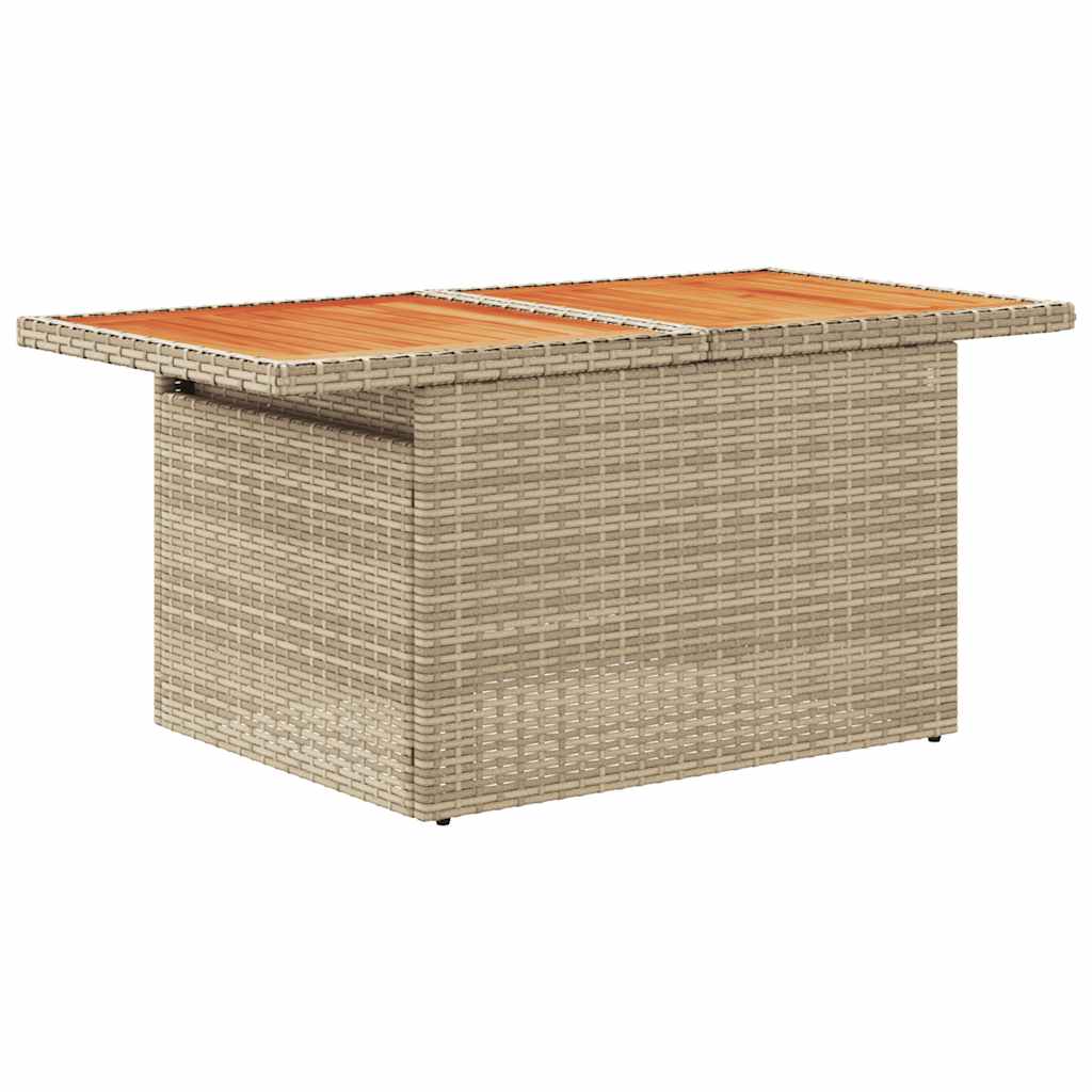 10-tlg. Garten-Sofagarnitur mit Kissen Beige Poly Rattan