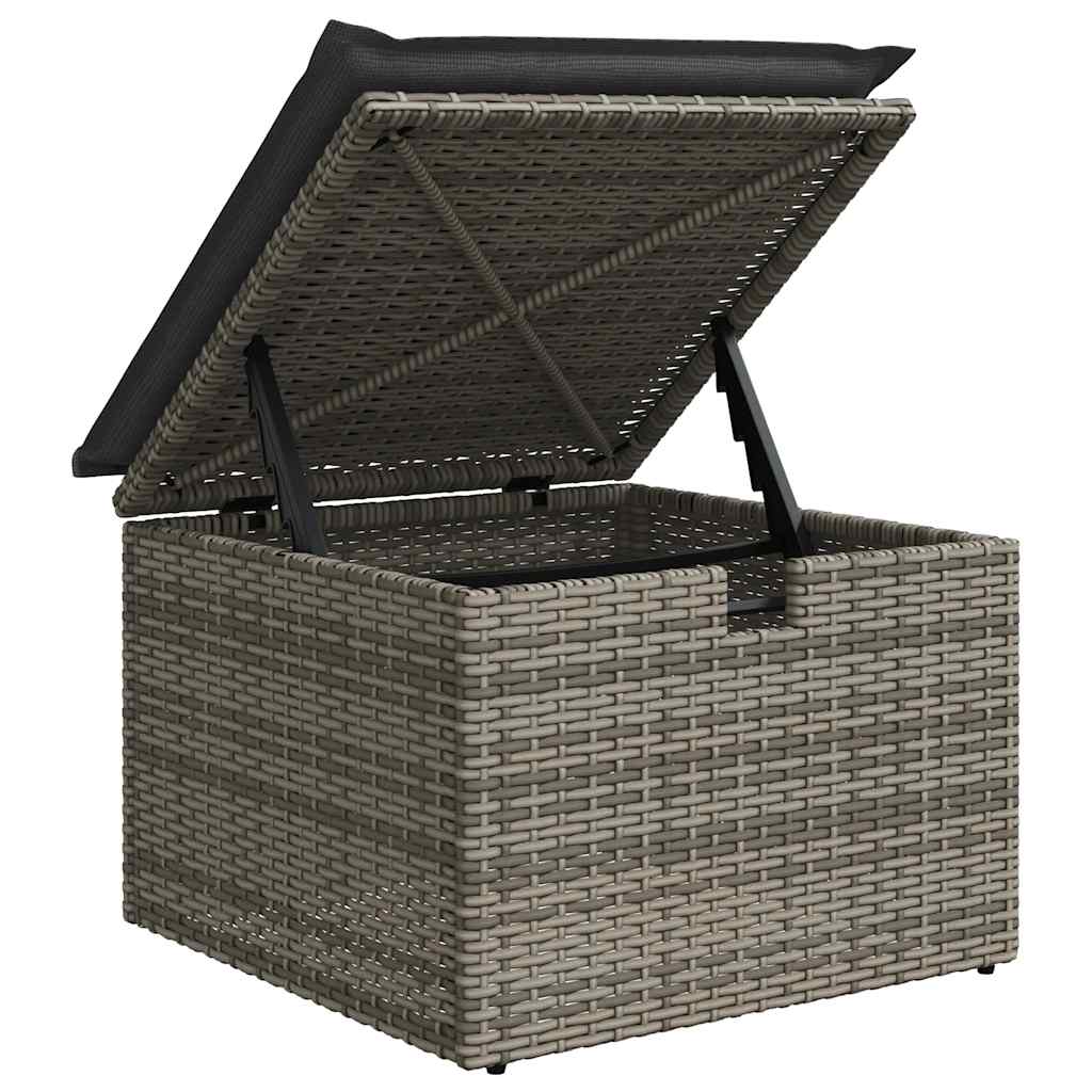 7-tlg. Garten-Sofagarnitur mit Kissen Grau Poly Rattan