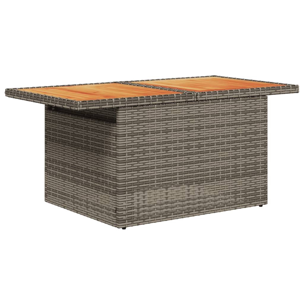 10-tlg. Garten-Sofagarnitur mit Kissen Grau Poly Rattan