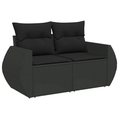 6-tlg. Garten-Sofagarnitur mit Kissen Schwarz Poly Rattan