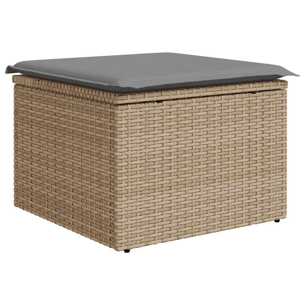 9-tlg. Garten-Sofagarnitur mit Kissen Beige Poly Rattan Akazie