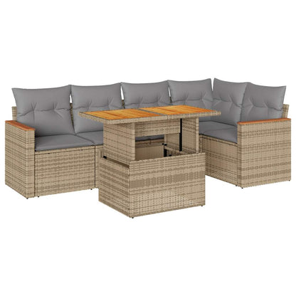 5-tlg. Garten-Sofagarnitur mit Kissen Beige Poly Rattan Akazie