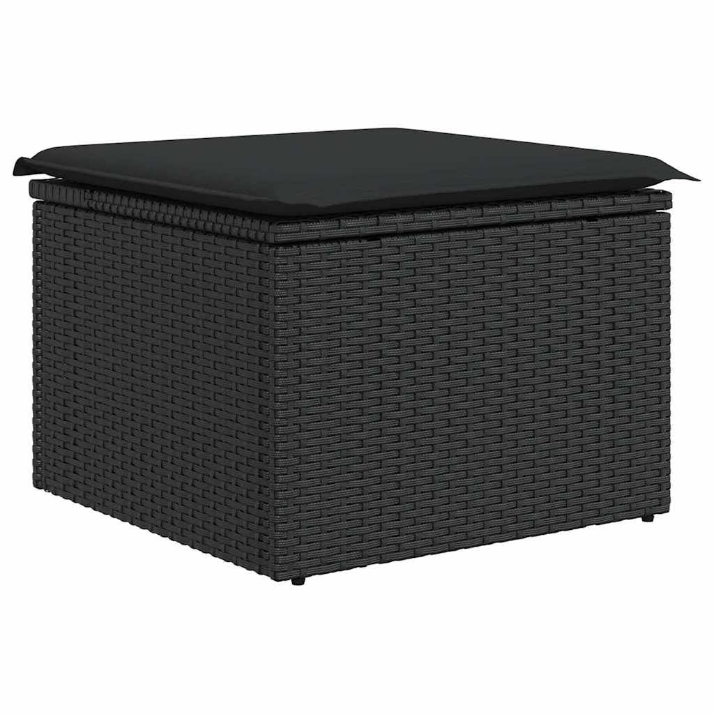 9-tlg. Garten-Sofagarnitur mit Kissen Schwarz Poly Rattan