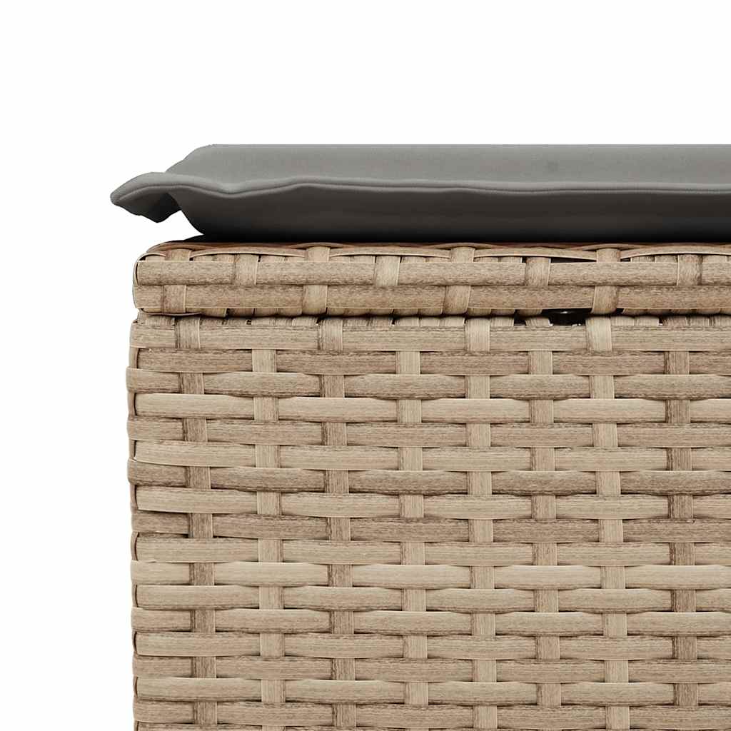 7-tlg. Garten-Sofagarnitur mit Kissen Beige Poly Rattan Akazie