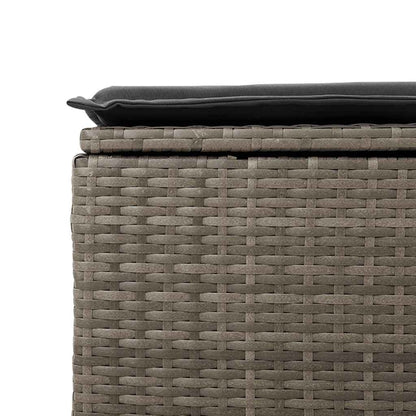 7-tlg. Garten-Sofagarnitur mit Kissen Grau Poly Rattan Akazie