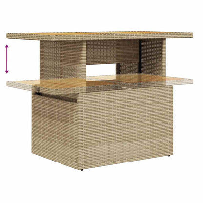 4-tlg. Garten-Sofagarnitur mit Kissen Beige Poly Rattan Akazie