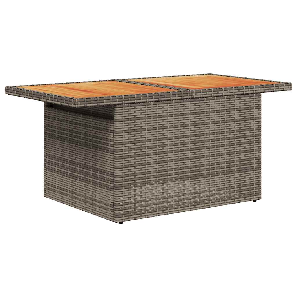 9-tlg. Garten-Sofagarnitur mit Kissen Grau Poly Rattan Akazie