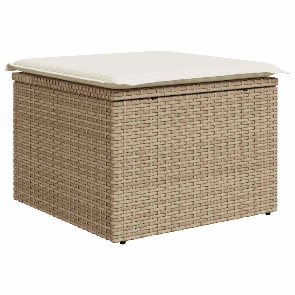 8-tlg. Garten-Sofagarnitur mit Kissen Beige Poly Rattan Akazie