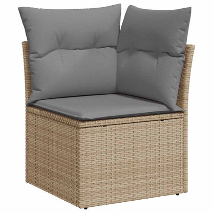 8-tlg. Garten-Sofagarnitur mit Kissen Beige Poly Rattan Akazie