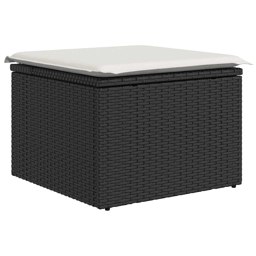 7-tlg. Garten-Sofagarnitur mit Kissen Schwarz Poly Rattan