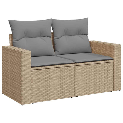 8-tlg. Garten-Sofagarnitur mit Kissen Beige Poly Rattan