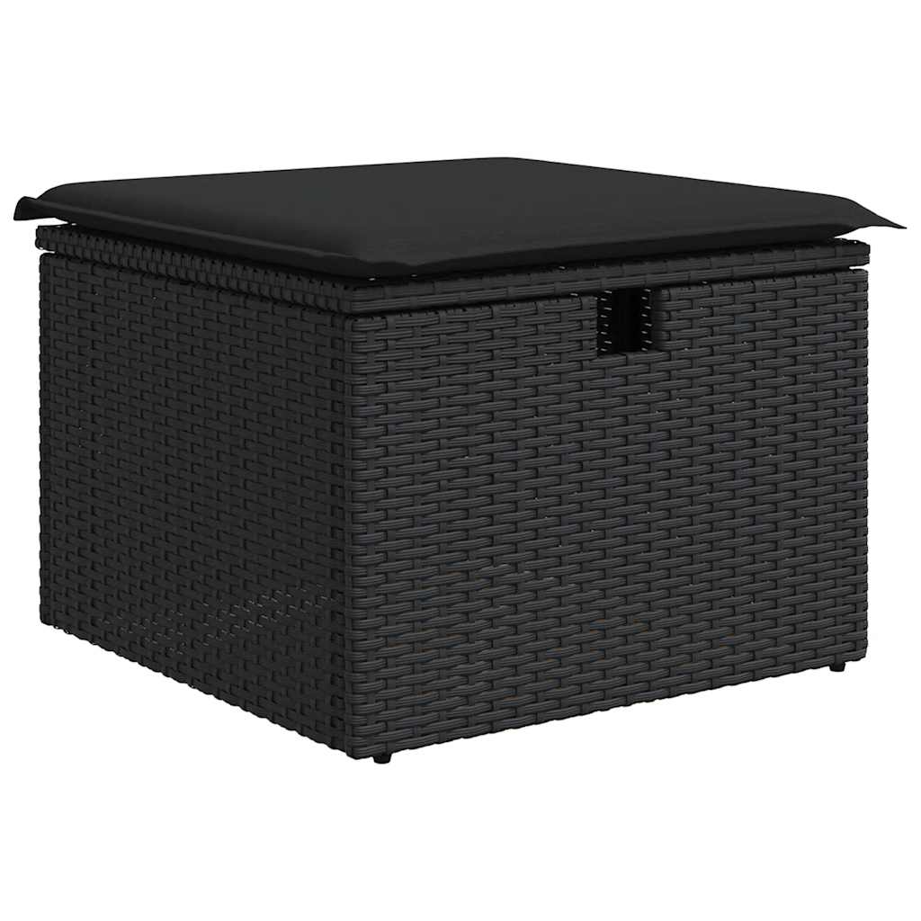 6-tlg. Garten-Sofagarnitur mit Kissen Schwarz Poly Rattan