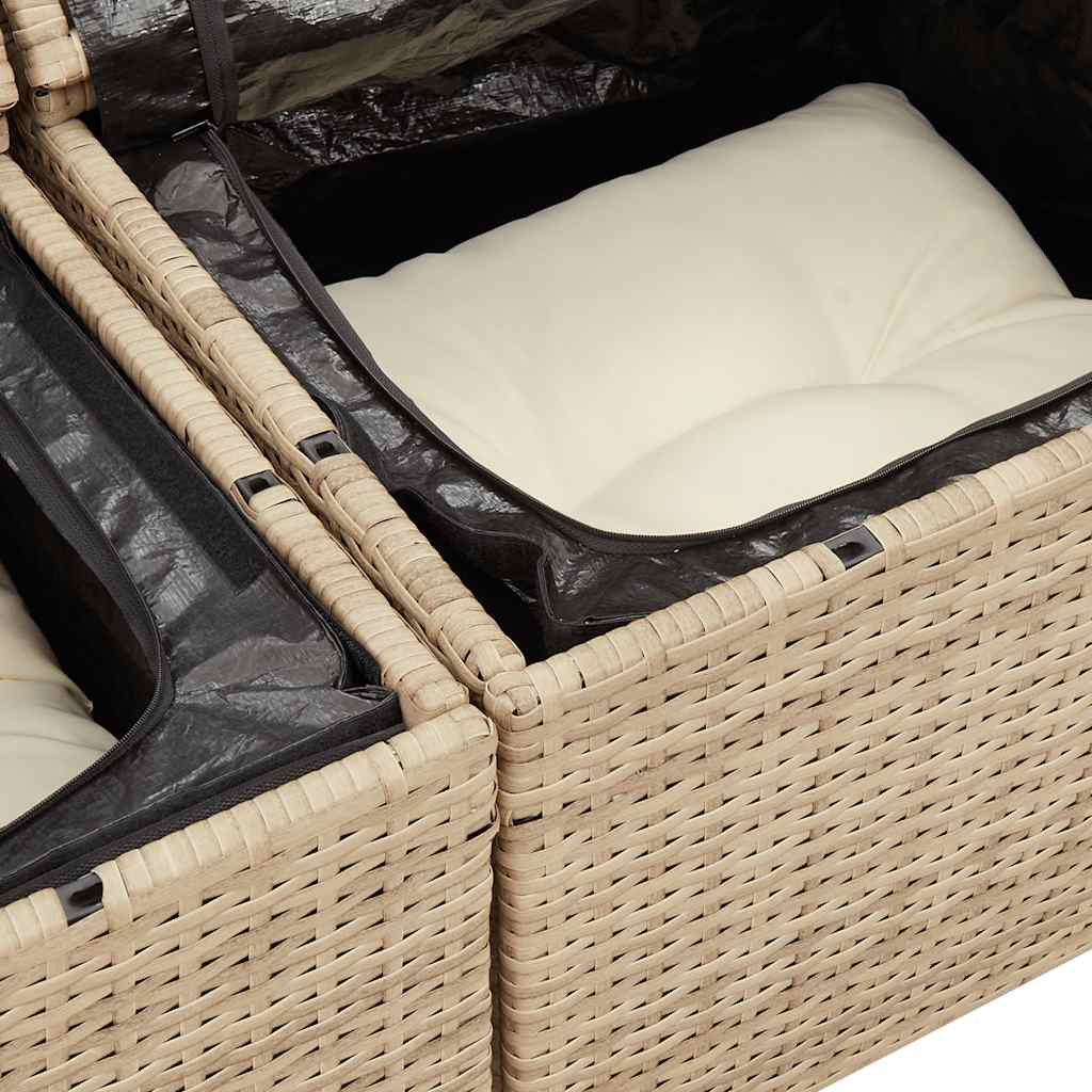 6-tlg. Garten-Sofagarnitur mit Kissen Beige Poly Rattan