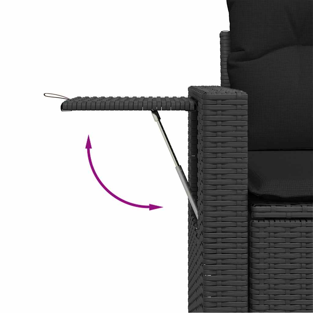 6-tlg. Garten-Sofagarnitur mit Kissen Schwarz Poly Rattan