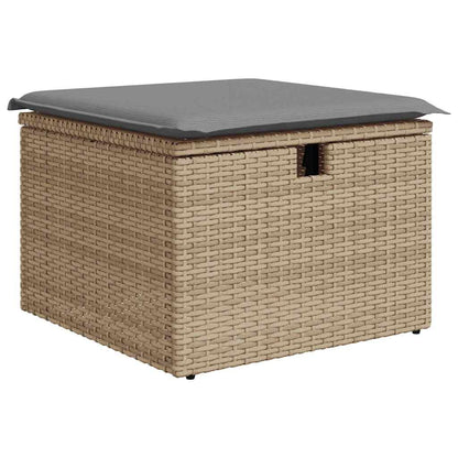 6-tlg. Garten-Sofagarnitur mit Kissen Beige Poly Rattan Akazie