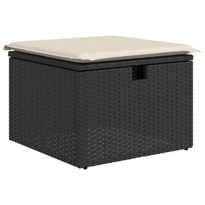 8-tlg. Garten-Sofagarnitur mit Kissen Schwarz Poly Rattan