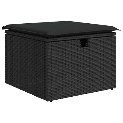 5tlg. Garten-Sofagarnitur mit Kissen Schwarz Poly Rattan Akazie