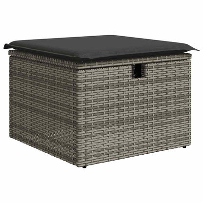 5-tlg. Garten-Sofagarnitur mit Kissen Grau Poly Rattan Akazie