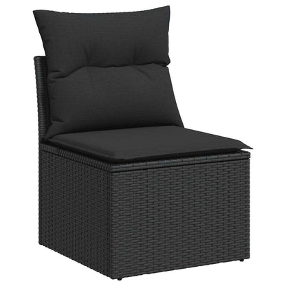 6-tlg. Garten-Sofagarnitur mit Kissen Schwarz Poly Rattan