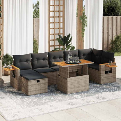 5-tlg. Garten-Sofagarnitur mit Kissen Grau Poly Rattan