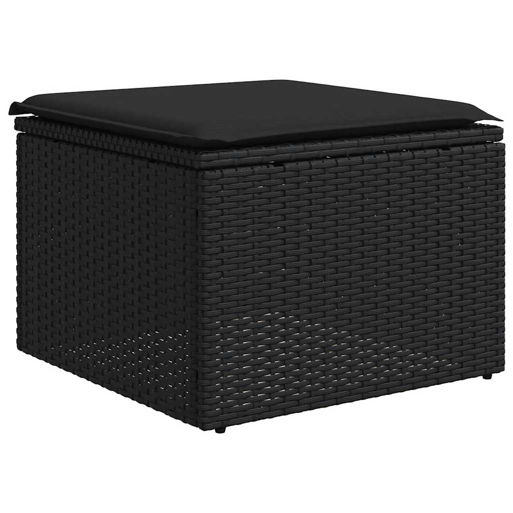 2-tlg. Garten-Sofagarnitur mit Kissen Schwarz Poly Rattan