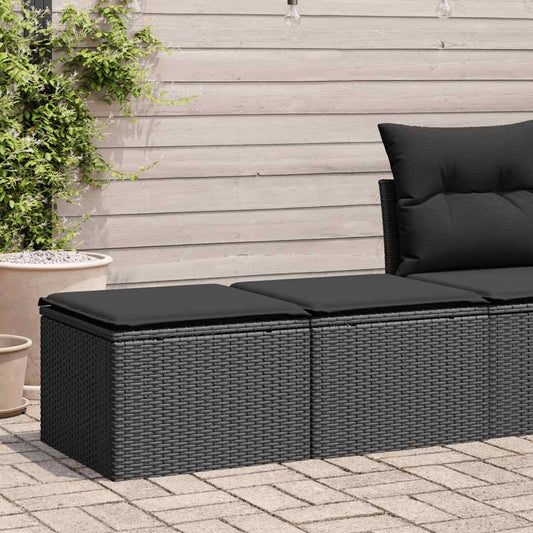 2-tlg. Garten-Sofagarnitur mit Kissen Schwarz Poly Rattan