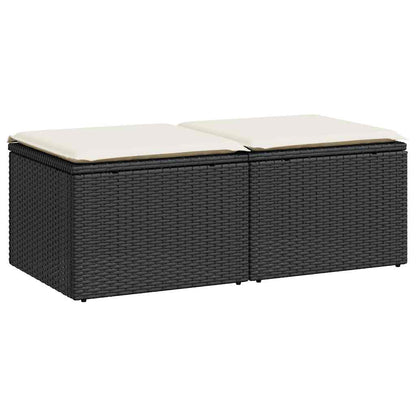 2-tlg. Garten-Sofagarnitur mit Kissen Schwarz Poly Rattan