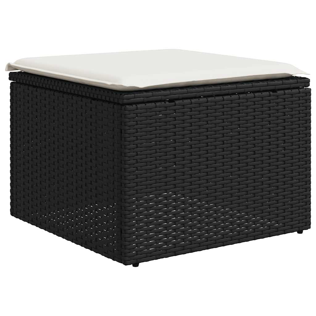 2-tlg. Garten-Sofagarnitur mit Kissen Schwarz Poly Rattan