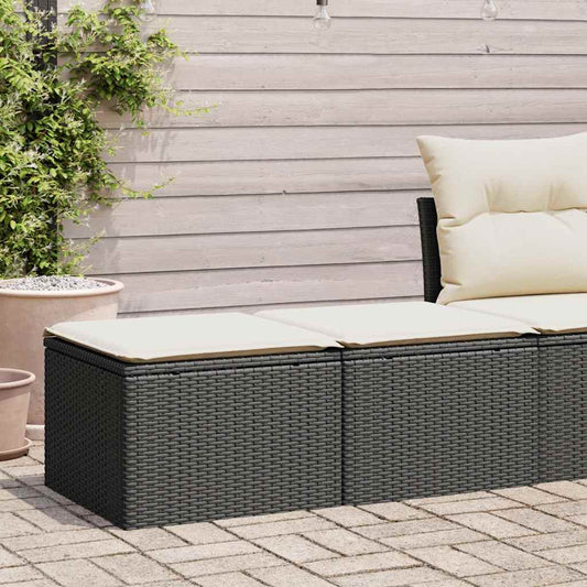 2-tlg. Garten-Sofagarnitur mit Kissen Schwarz Poly Rattan