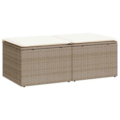 2-tlg. Garten-Sofagarnitur mit Kissen Beige Poly Rattan Akazie