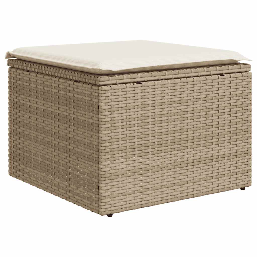 2-tlg. Garten-Sofagarnitur mit Kissen Beige Poly Rattan Akazie