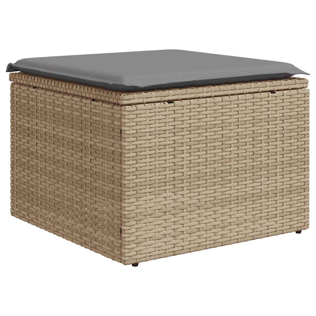 2-tlg. Garten-Sofagarnitur mit Kissen Beige Poly Rattan Akazie