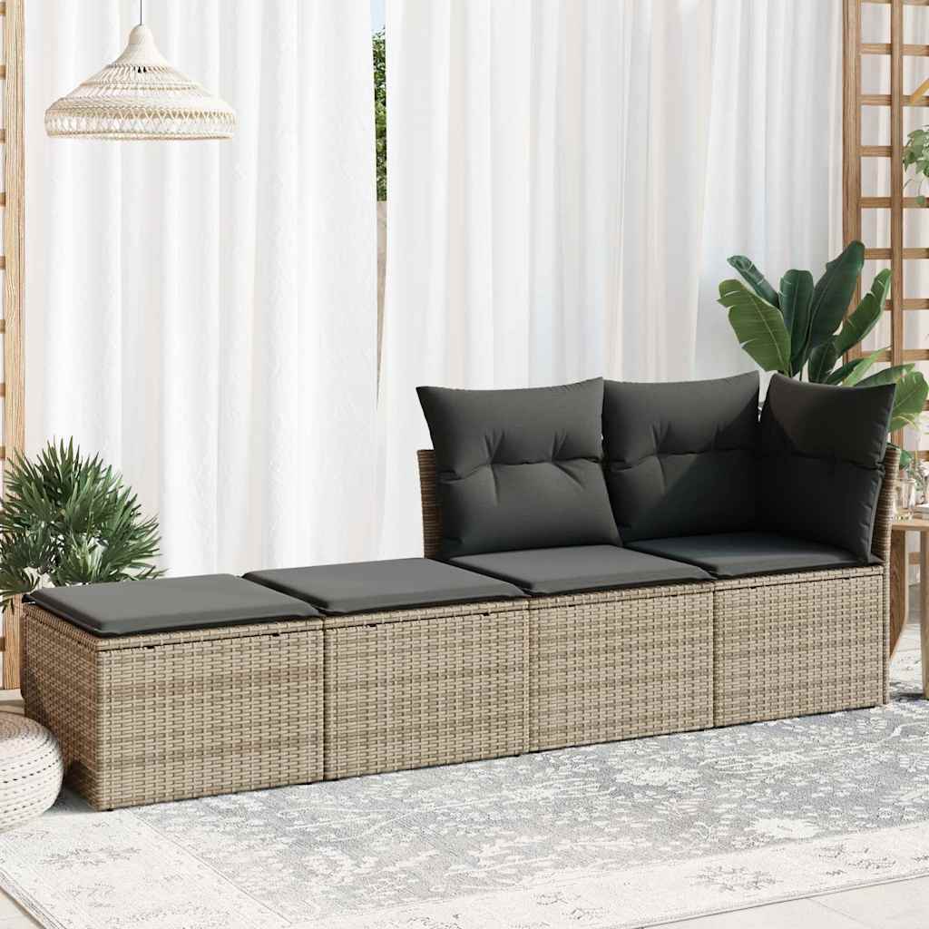 2-tlg. Garten-Sofagarnitur mit Kissen Grau Poly Rattan Akazie