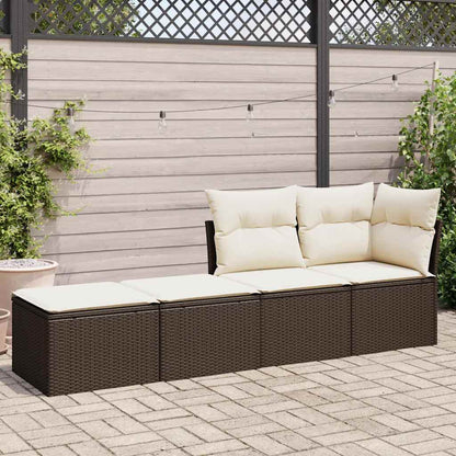 2-tlg. Garten-Sofagarnitur mit Kissen Braun Poly Rattan Akazie