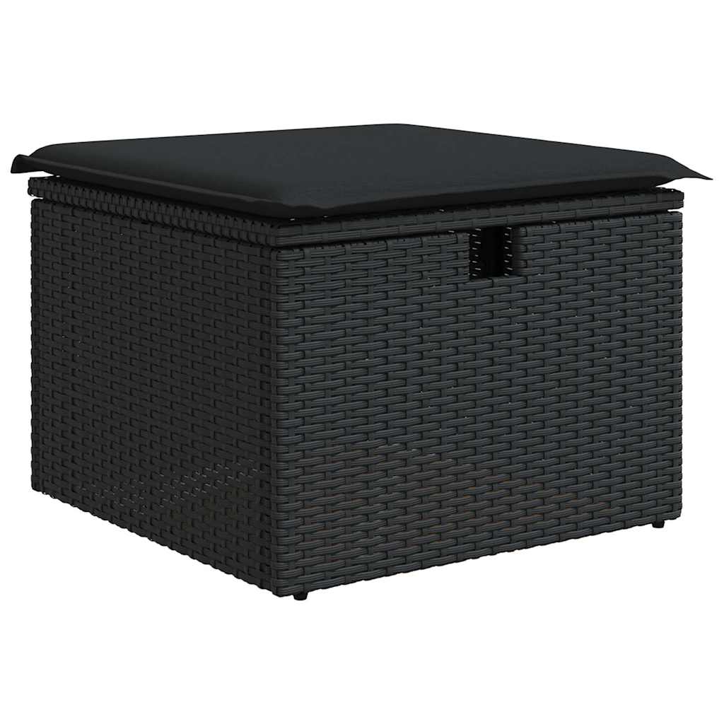 2-tlg. Garten-Sofagarnitur mit Kissen Schwarz Poly Rattan