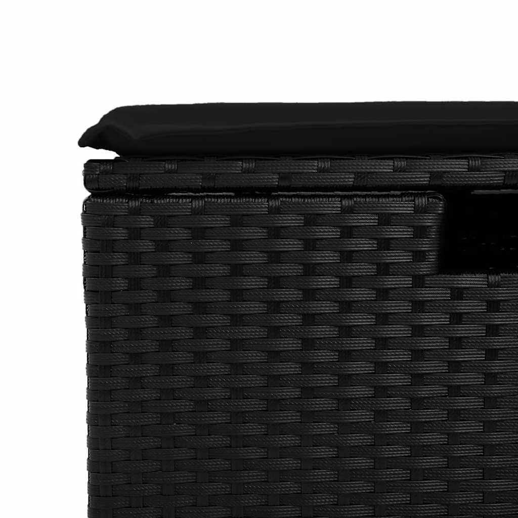 2-tlg. Garten-Sofagarnitur mit Kissen Schwarz Poly Rattan