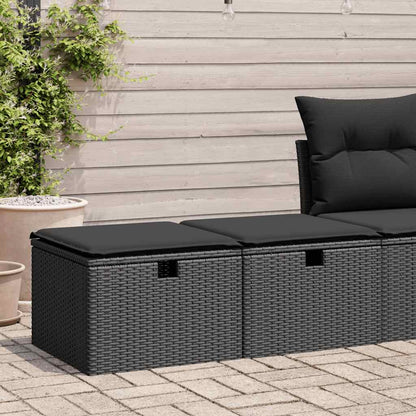 2-tlg. Garten-Sofagarnitur mit Kissen Schwarz Poly Rattan