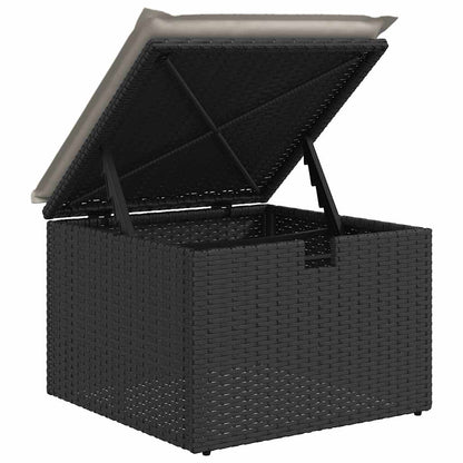 2-tlg. Garten-Sofagarnitur mit Kissen Schwarz Poly Rattan