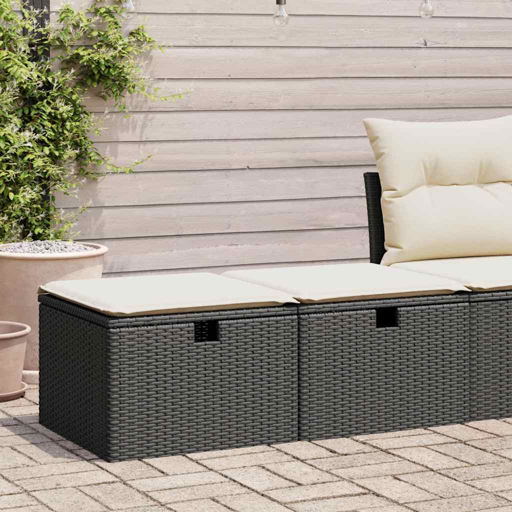 2-tlg. Garten-Sofagarnitur mit Kissen Schwarz Poly Rattan