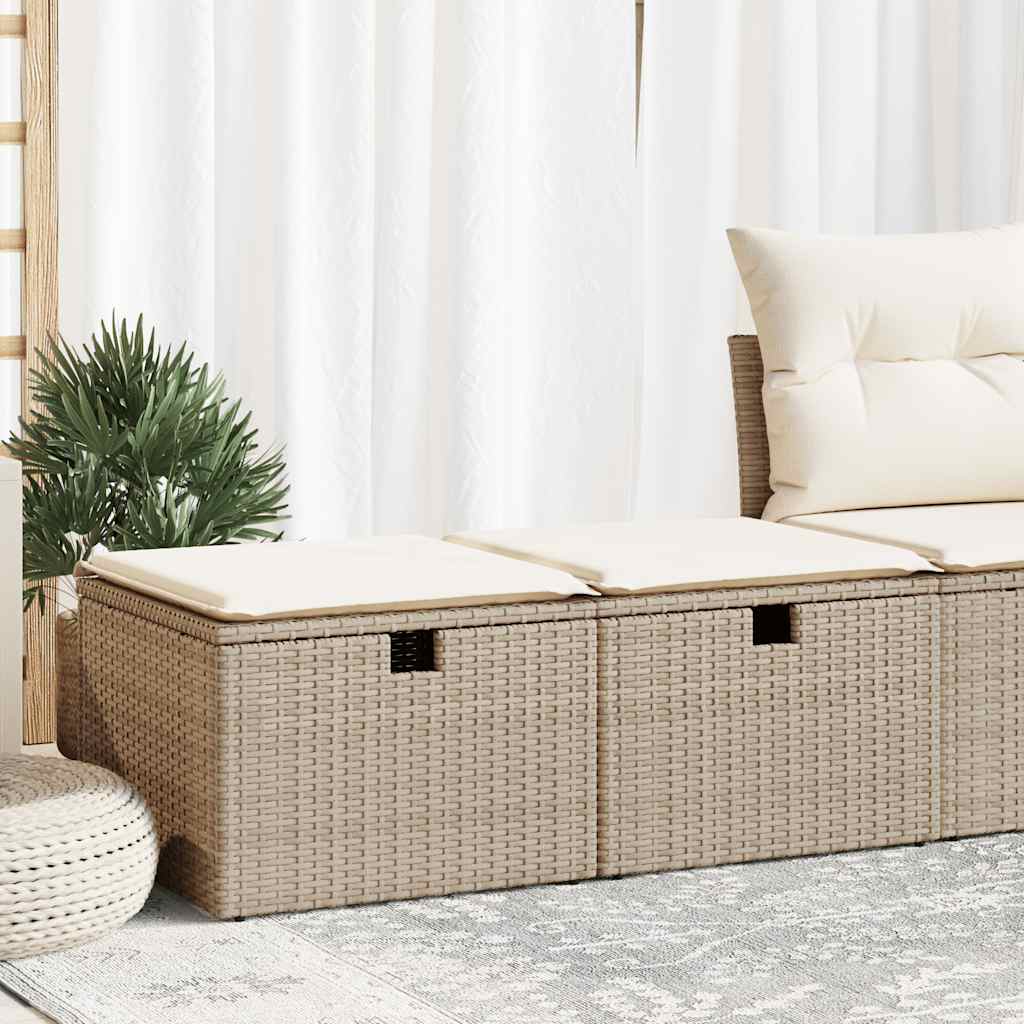 2-tlg. Garten-Sofagarnitur mit Kissen Beige Poly Rattan Akazie