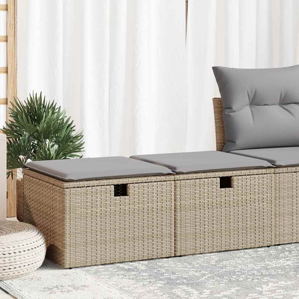 2-tlg. Garten-Sofagarnitur mit Kissen Beige Poly Rattan Akazie