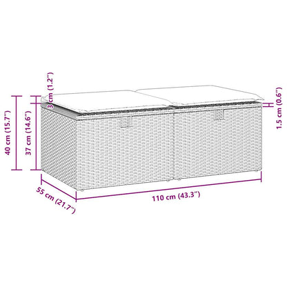 2-tlg. Garten-Sofagarnitur mit Kissen Grau Poly Rattan Akazie