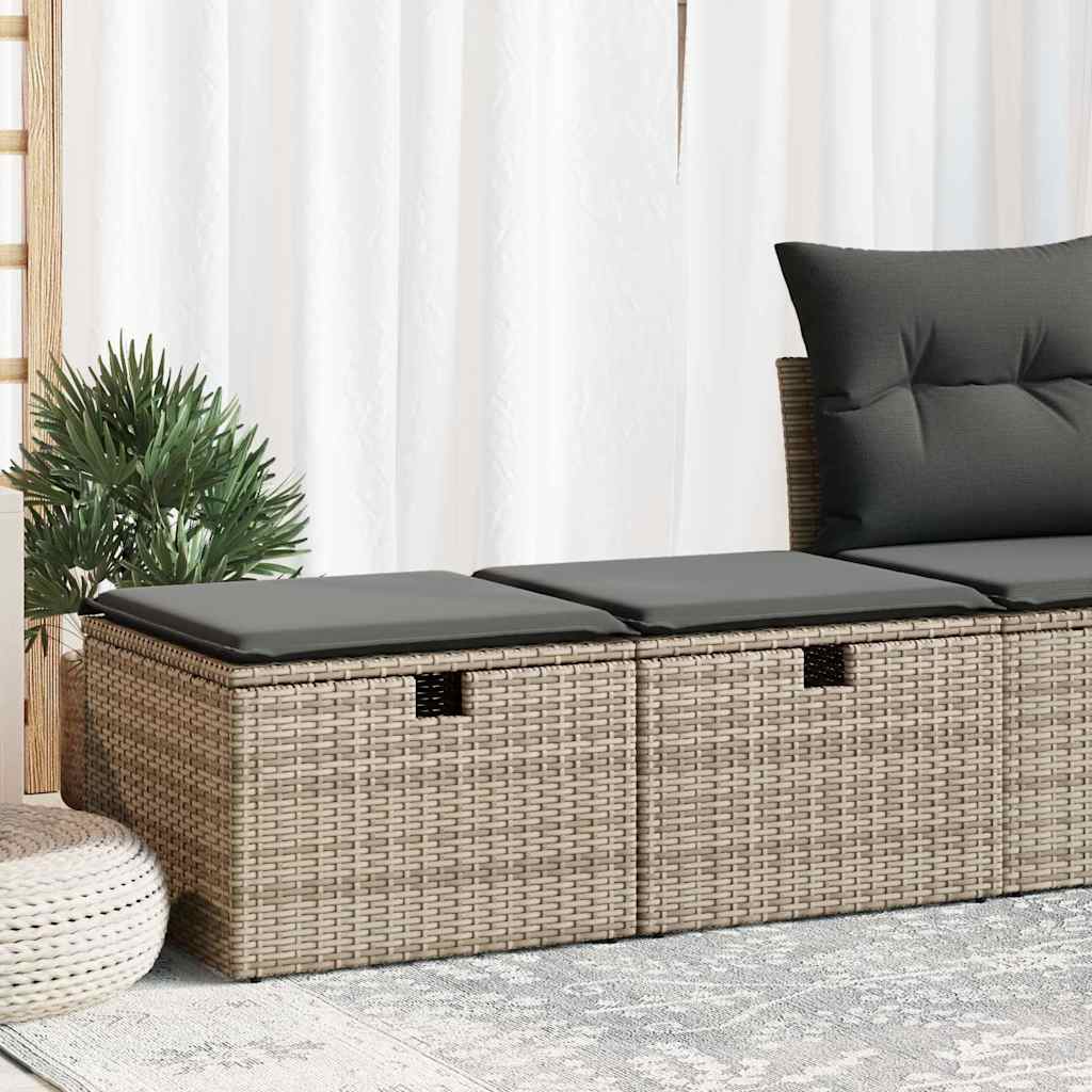 2-tlg. Garten-Sofagarnitur mit Kissen Grau Poly Rattan Akazie