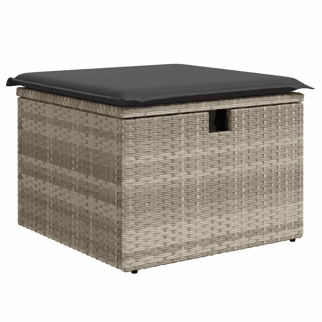 2-tlg. Garten-Sofagarnitur mit Kissen Hellgrau Poly Rattan