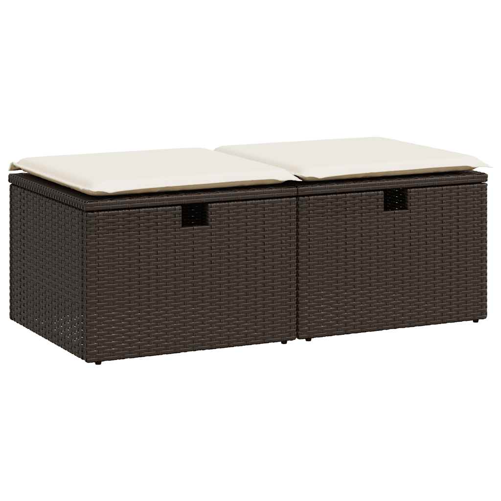 2-tlg. Garten-Sofagarnitur mit Kissen Braun Poly Rattan Akazie