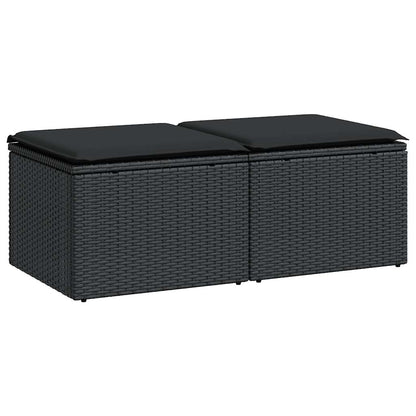 2-tlg. Garten-Sofagarnitur mit Kissen Schwarz Poly Rattan