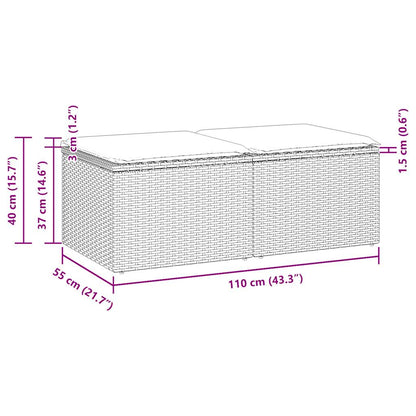 2-tlg. Garten-Sofagarnitur mit Kissen Schwarz Poly Rattan