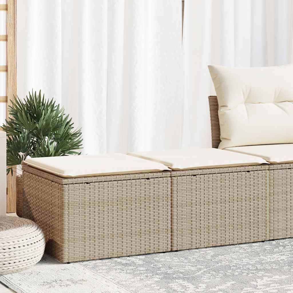 2-tlg. Garten-Sofagarnitur mit Kissen Beige Poly Rattan Akazie